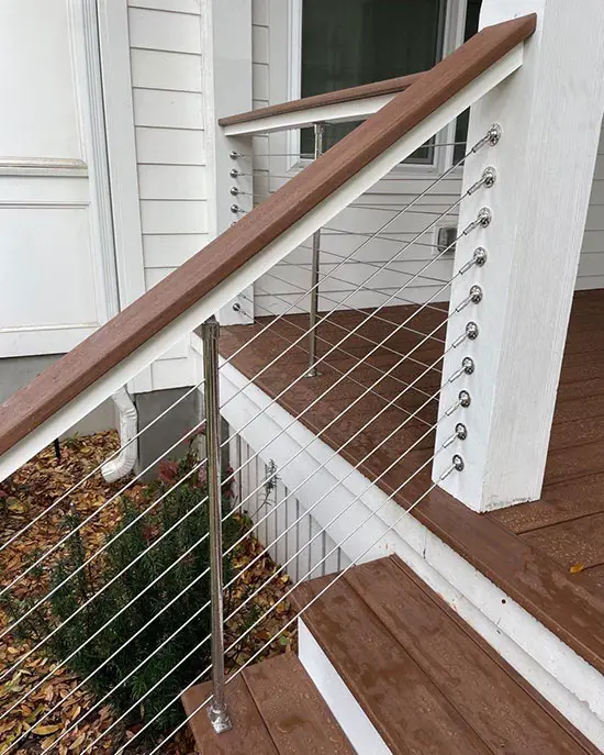 stainless steel wood cable railing