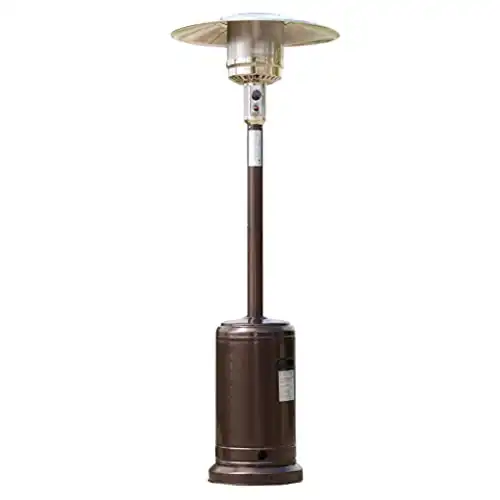 BELLEZE 48,000 BTU Gas Outdoor Patio Heater with Piezo Ignition System, Wheels for Smooth Mobility, LP Propane Heat CSA Certified and Hammer Finished - Bronze