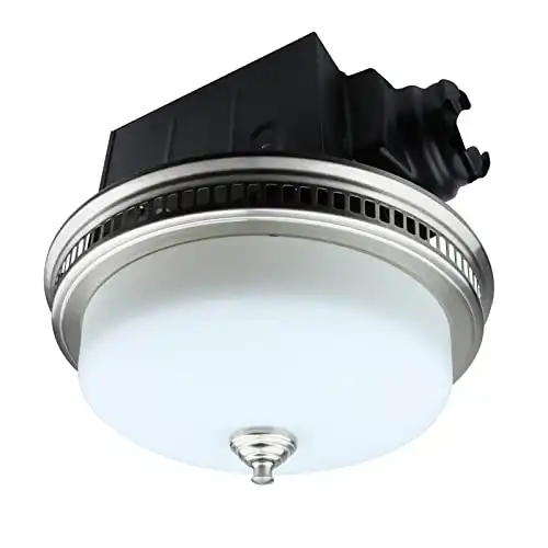 Ultra Quiet Round Decorative Exhaust Bathroom Fan with Light and Nightlight in Brushed Nickel