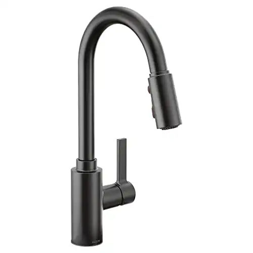 Moen Genta LX Matte Black Single-Handle Modern Kitchen Faucet with Pull Down Sprayer, Reflex Docking Head, Faucet for Kitchen Sink, Laundry, Bar has Power Boost for a Faster Clean, 7882BL