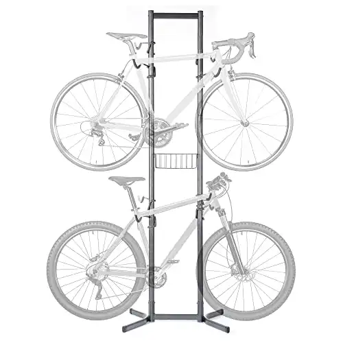 Standing Bike Rack by Delta Cycle - Tool-Free Adjustable Bike Floor Stand for Mountain, Fat Tire, Road Bikes, Freestanding Bike Stand for Garage Parking