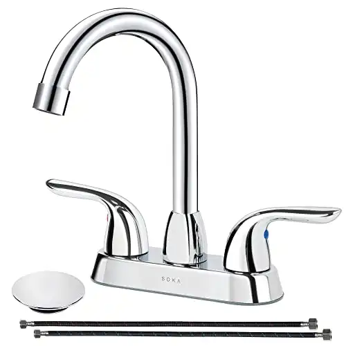 SOKA Two Handles Centerset Bathroom Faucet For Sink High Arc Stainless Steel (SK18001C)