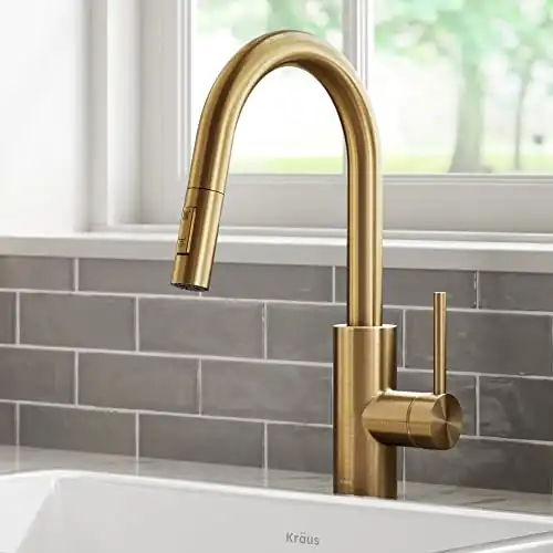 Kraus KPF-2620BB Oletto Kitchen Faucet, 16 Inch, Brushed Brass