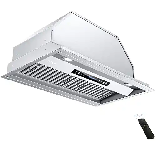 IKTCH 36 inch Built-in/Insert Range Hood 900 CFM, Ducted/Ductless Convertible Duct, Stainless Steel Kitchen Vent Hood with 2 Pcs Adjustable Lights and 3 Pcs Baffle Filters with Handlebar(IKB02-36&#039...