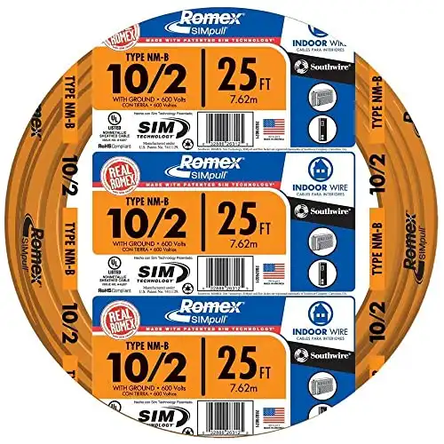 Southwire 28829021 25' 10/2 with Ground Romex Brand Residential Indoor Electrical Wire