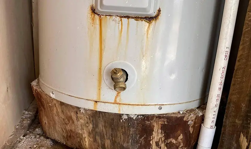 old leaky water heater