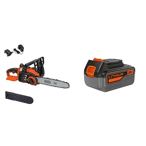 BLACK+DECKER LCS1020 20V Max Lithium Ion Chainsaw, 10-Inch with 3.0Ah Battery
