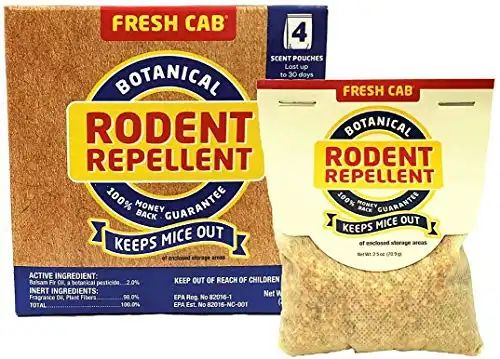 Fresh Cab Botanical Rodent Repellent - Environmentally Friendly, Keeps Mice Out, 4 Scent Pouches