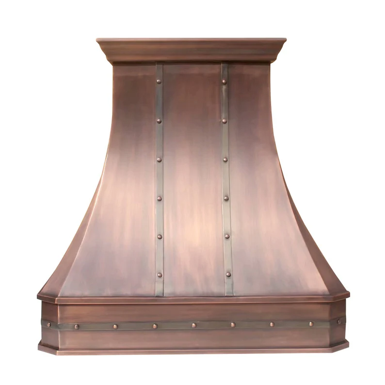 Akicon Handcrafted Custom Copper Range Hood Well Mont and Insert Fan
